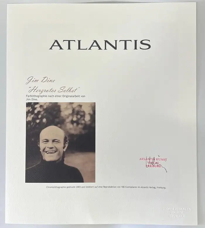Jim Dine The Heart and The Eye Limited Edition Lithograph, Signed & Numbered 2003