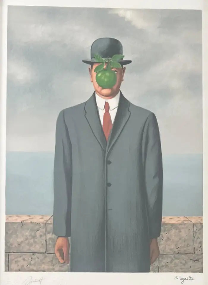 Rene Magritte Le Fils de L'homme Lithograph, Signed in a Pate, Stamped & Framed 1964