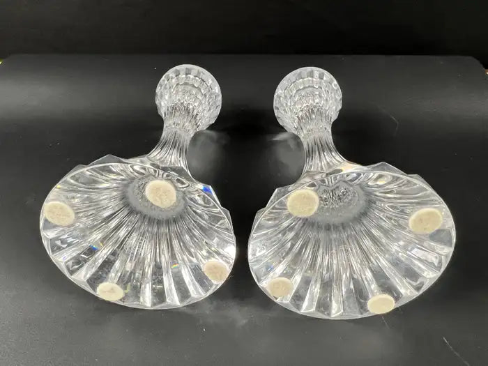 Baccarat Massena Art Deco Style Crystal Candlestick or Candleholder , a Pair