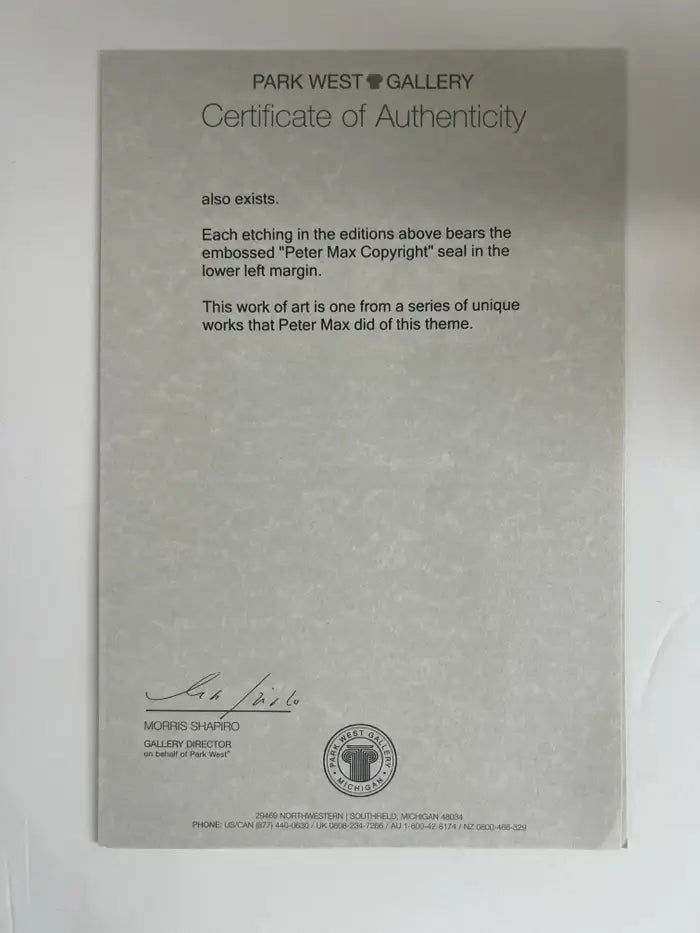 Peter Max Flower Jumper Over Sunrise Etching & Hand-Coloring Signed & Framed 2016