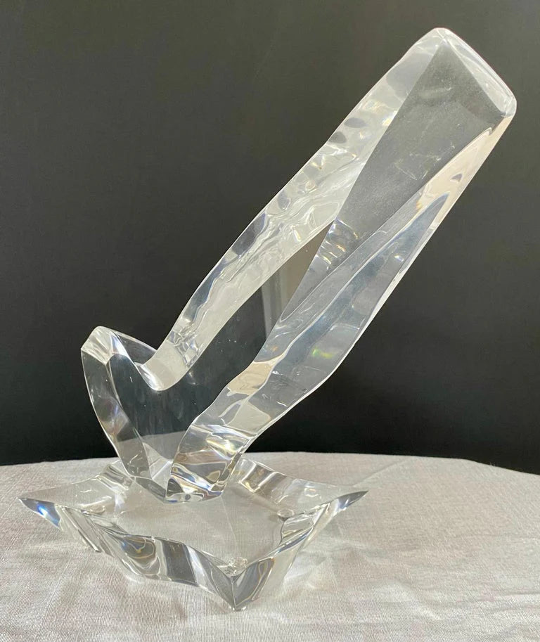 Eric Bauer Modernist Abstract Bird Lucite Sculpture, Signed