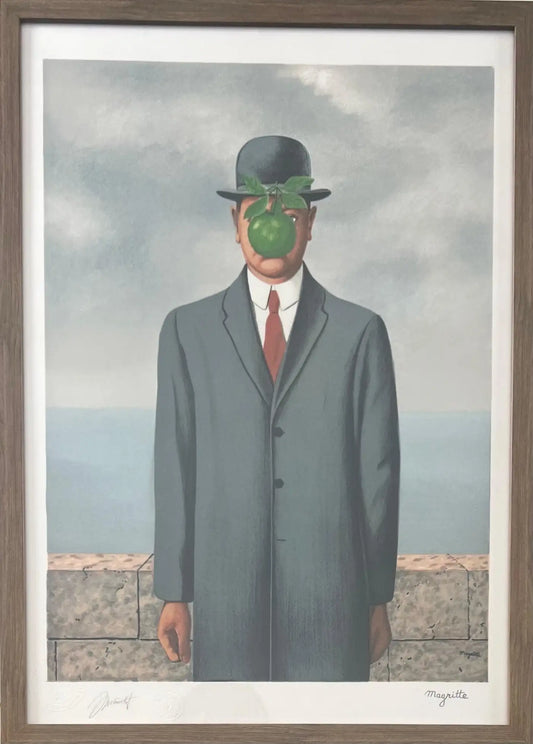 Rene Magritte Le Fils de L'homme Lithograph, Signed in a Pate, Stamped & Framed 1964