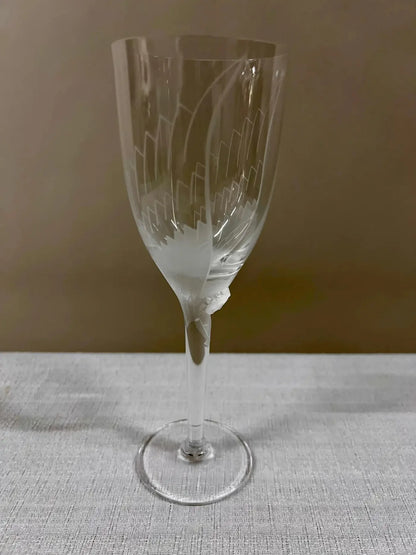 Art Deco Lalique Champagne glasses or flutes with angel Model 13645, Set of 8