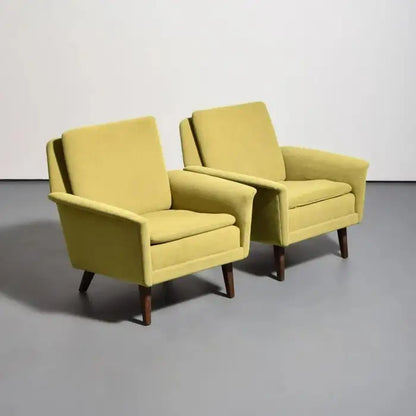 Folke Ohlsson for Fritz Hansen MCM Lounge Chair in Green Upholstery, a Pair