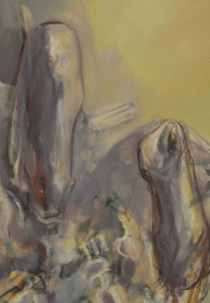 Large Abstract Horses Oil on Canvas Painting Entitled "the Birth of Memory"