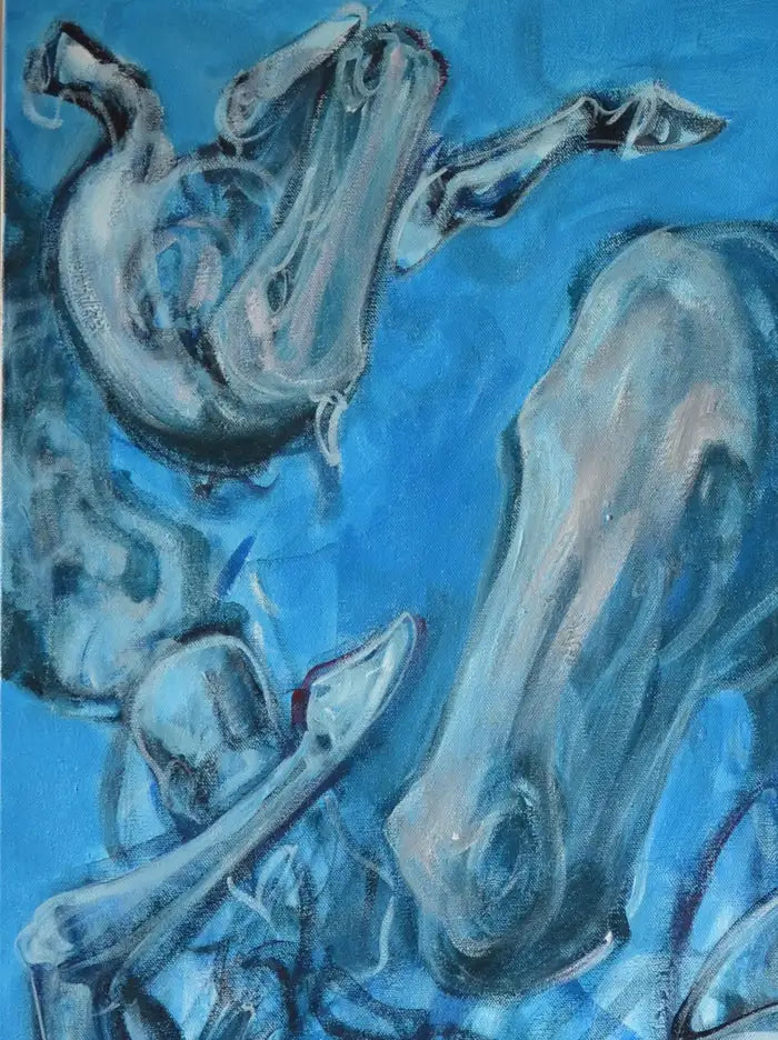 Abstract Horses Acrylic on Canvas Painting Titled "Crossroads", Signed 2000s