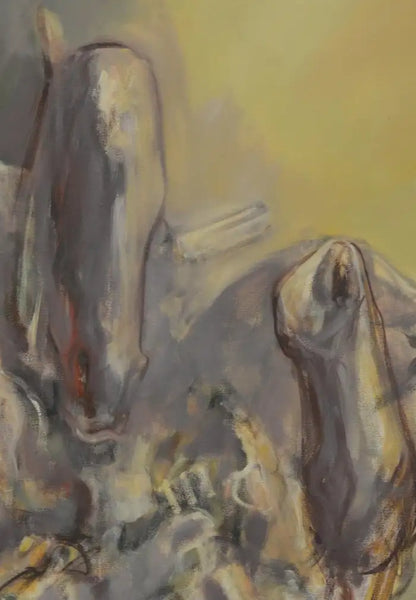 Large Abstract Horses Oil on Canvas Painting Entitled "the Birth of Memory" 2010s