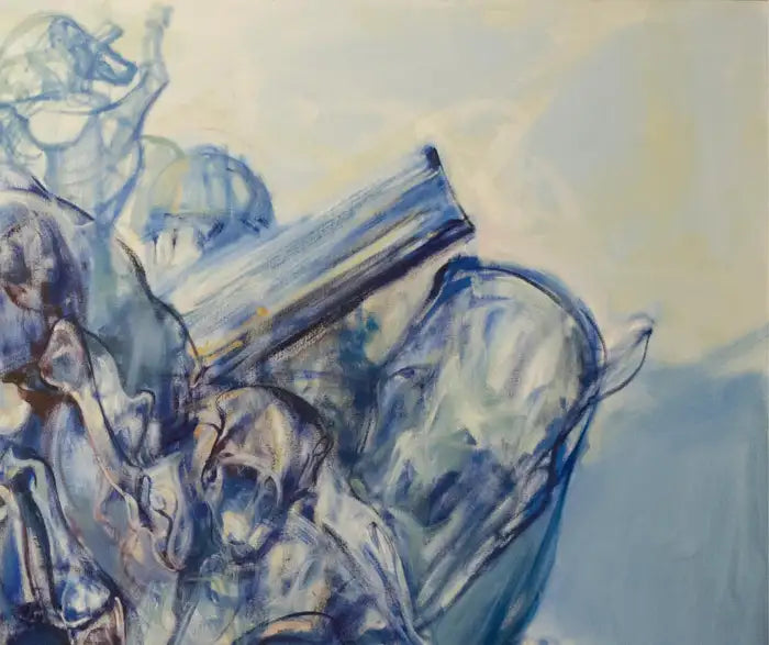 Large Abstract Horses Oil on Canvas Painting Entitled "The Jump" 2010s
