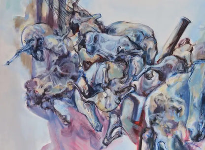 Abstract Oil on Canvas Large Painting Titled "Three Cities" 2010s