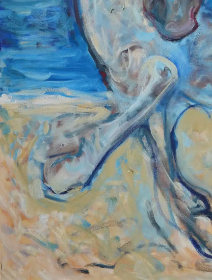 Horse Abstract Oil on Canvas Painting, Titled "On the Beach" and Signed 2010s