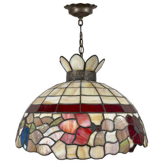 Tiffany Style Art Nouveau Stained Glass Multicolor Pendant Or Chandelier