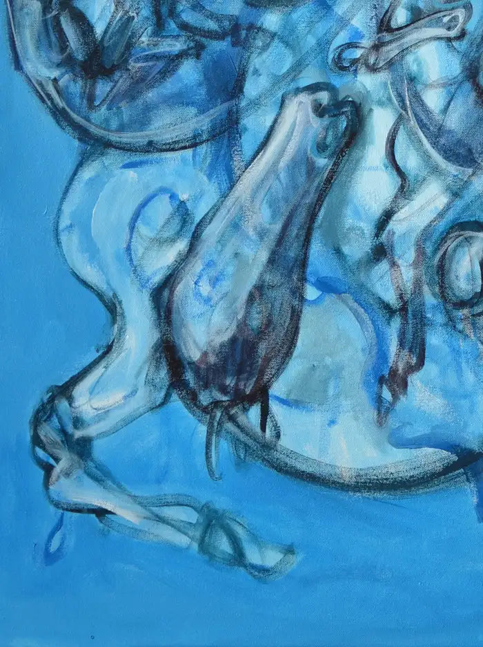 Abstract Horses Acrylic on Canvas Painting Titled "Crossroads", Signed 2000s