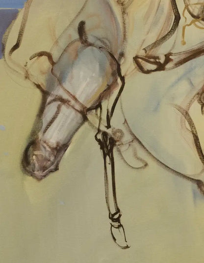 Abstract Horse Oil on Canvas Painting Titled "Moonlight Sonata" Signed by Artist 2010s