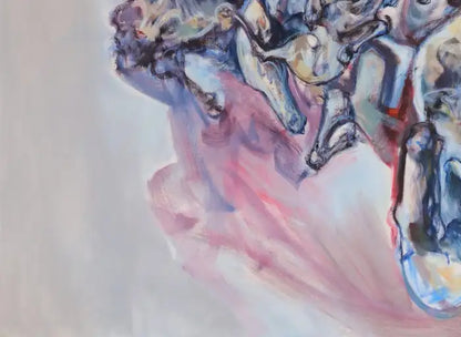 Abstract Oil on Canvas Large Painting Titled "Three Cities" 2010s