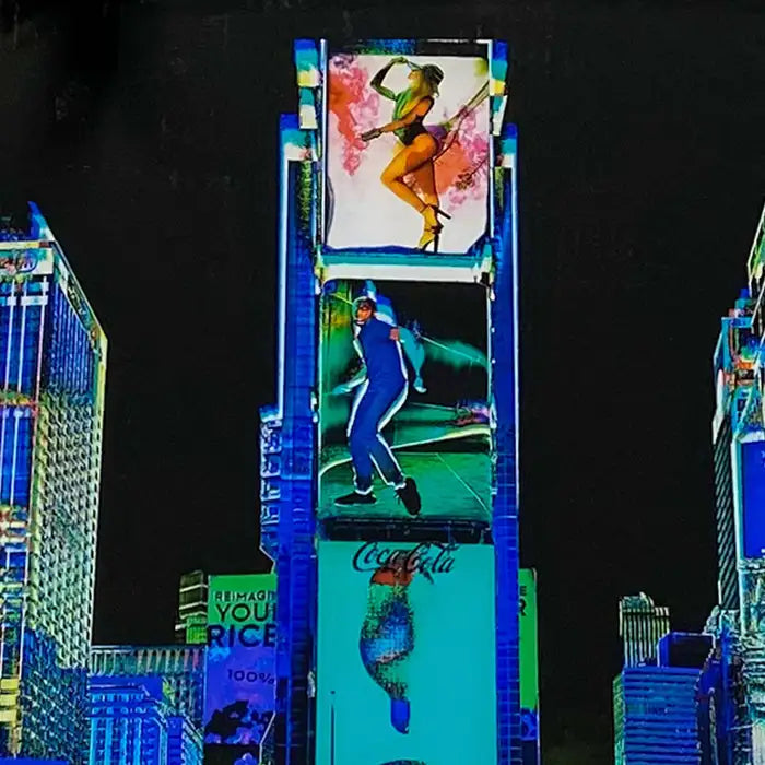 Urban Expressionist Digital Photography on Plexiglass Titled "Night on Broadway" 2010s
