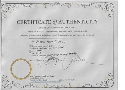 Portrait Photography Print "Games People Play" Limited Edition by L.Pampalone 2012