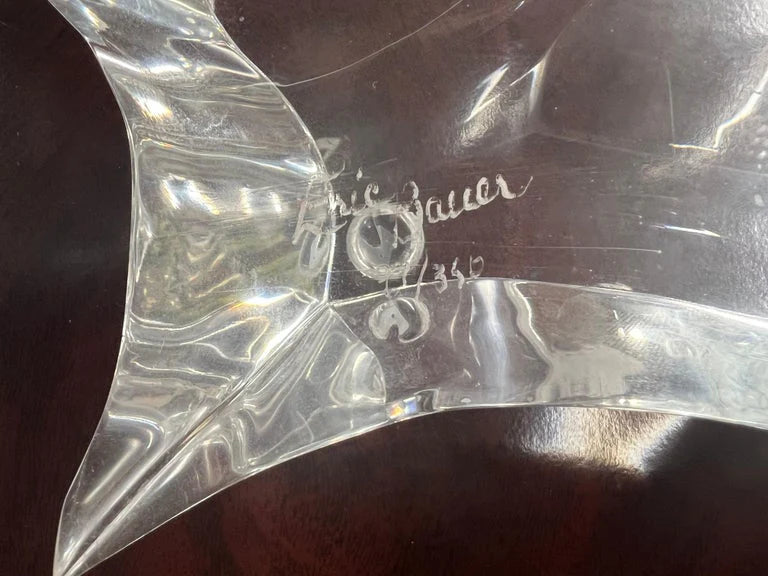 Eric Bauer Modernist Abstract Bird Lucite Sculpture, Signed