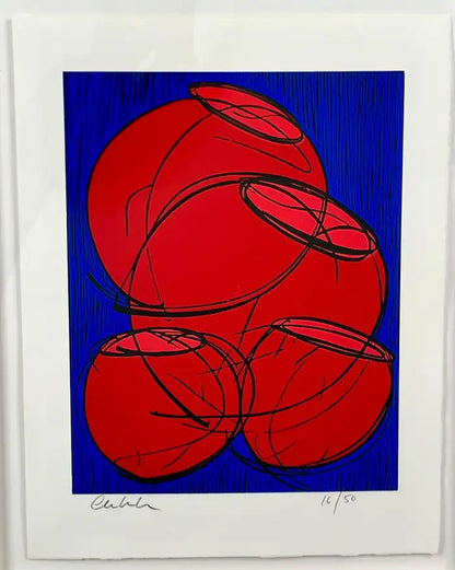 Dale Chihuly, Red Hot Baskets, Woodcut Print, Signed & Numbered, 2002