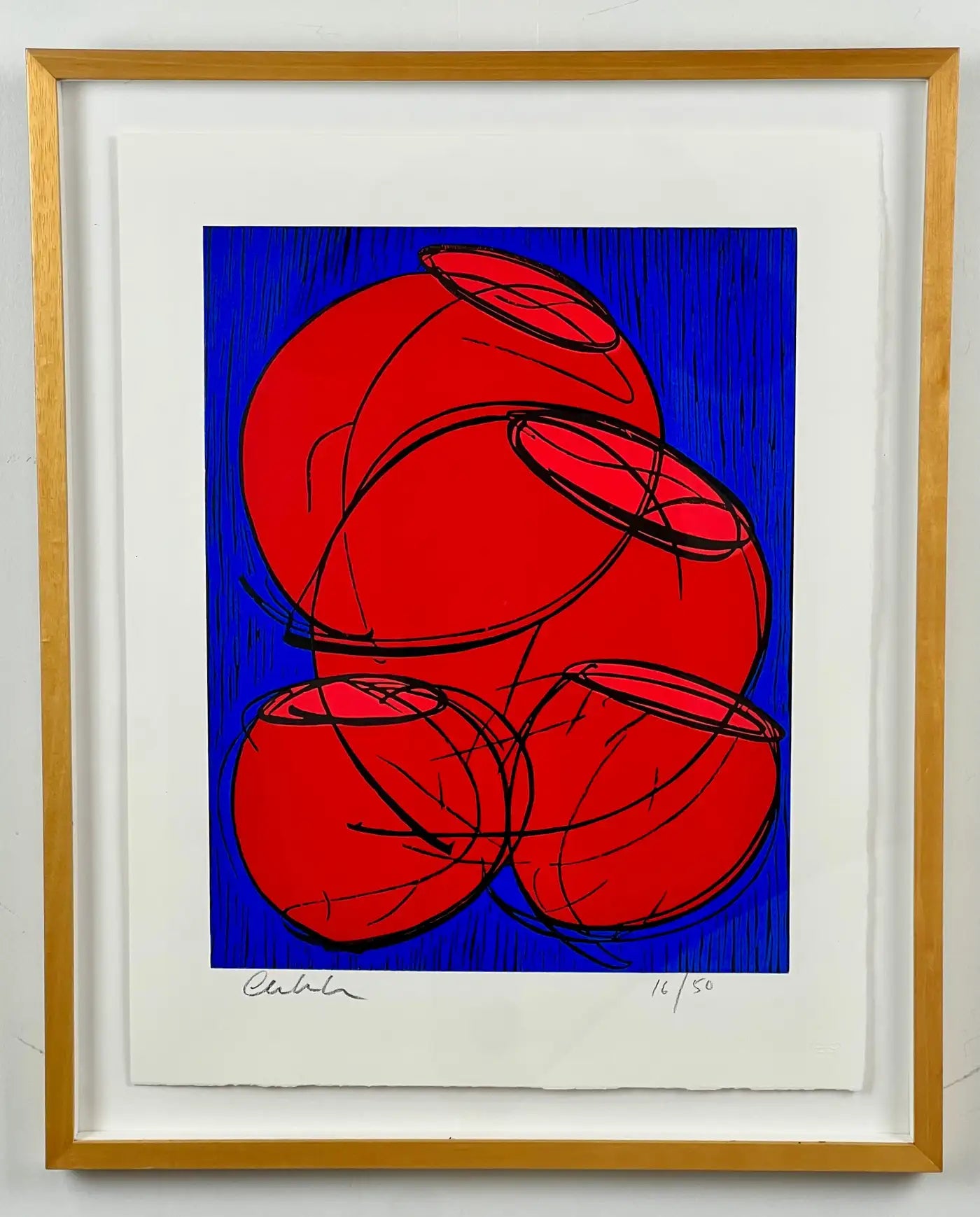 Dale Chihuly, Red Hot Baskets, Woodcut Print, Signed & Numbered, 2002