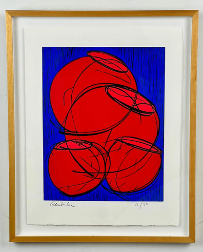 Dale Chihuly, Red Hot Baskets, Woodcut Print, Signed & Numbered, 2002