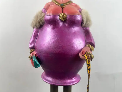 Whimsical Life-Size Metal Sculpture of Stylish Lady with Dog, 5 Ft Tall , Signed 1980's