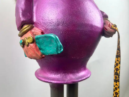 Whimsical Life-Size Metal Sculpture of Stylish Lady with Dog, 5 Ft Tall , Signed 1980's