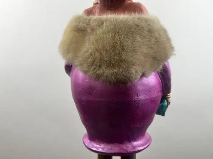 Whimsical Life-Size Metal Sculpture of Stylish Lady with Dog, 5 Ft Tall , Signed 1980's
