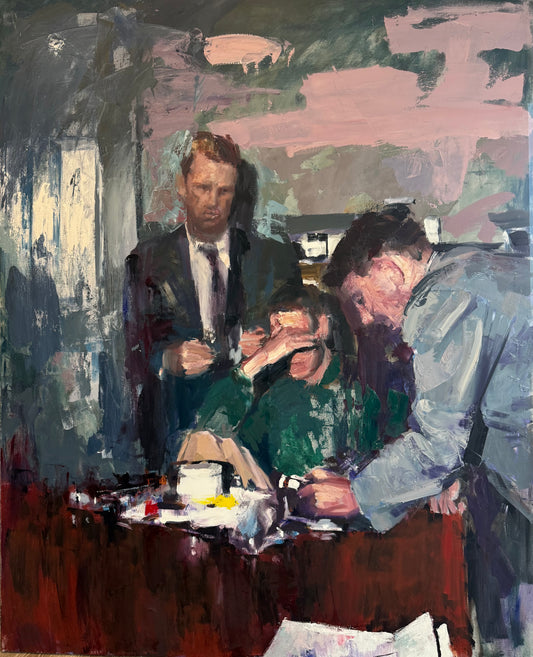Mark Tennant "3 Men" Oil on Canvas