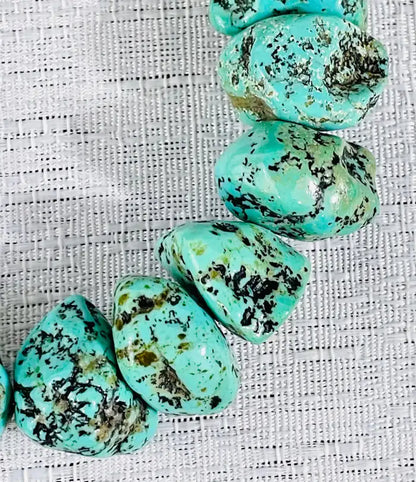 Navajo Turquoise and Pearls Necklace with Sterling Silver Cross Pendants