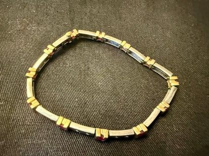 Art Deco Style 14K White Gold Bracelet with Rubies and Diamonds