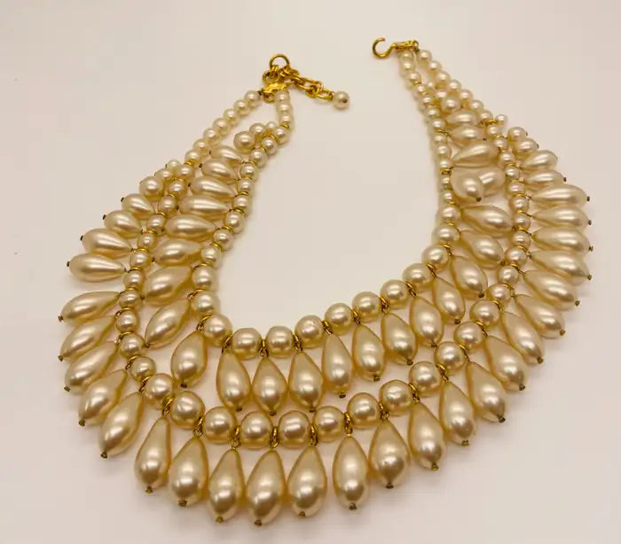 Rare Chanel Multi-Strand Pearl Necklace , Original 1980's