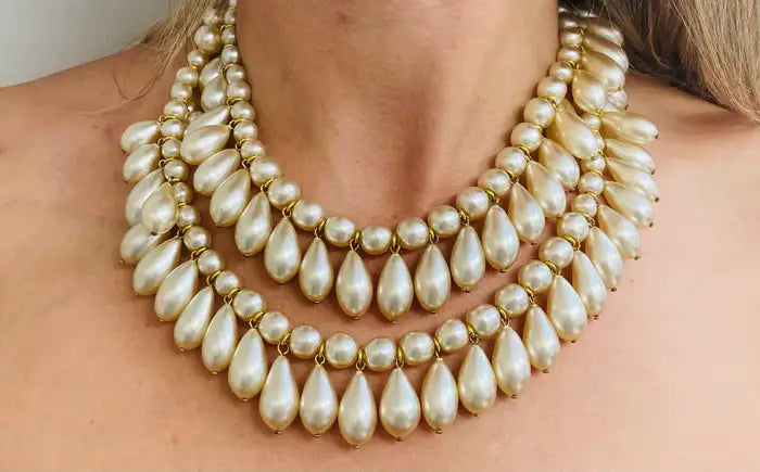 Rare Chanel Multi-Strand Pearl Necklace , Original 1980's