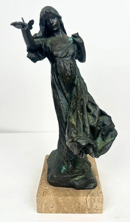 Bessie Potter Vonnoh " Butterflies" Dancing Girl Bronze Sculpture Signed