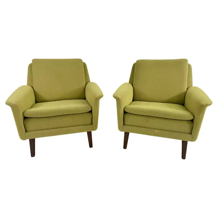 Folke Ohlsson for Fritz Hansen MCM Lounge Chair in Green Upholstery, a Pair