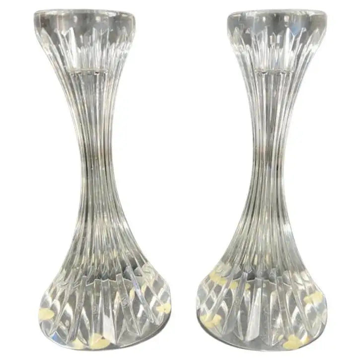 Baccarat Massena Art Deco Style Crystal Candlestick or Candleholder , a Pair