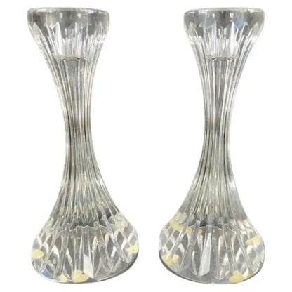 Baccarat Massena Art Deco Style Crystal Candlestick or Candleholder , a Pair