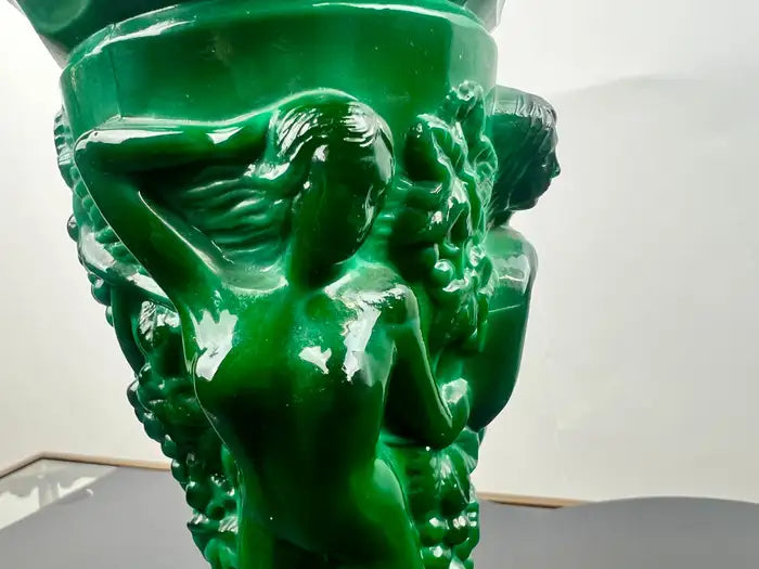 Curt Schlevogt Art Deco Malachite Glass Vase, 1930's