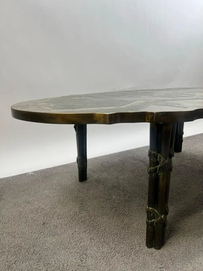 Rare Philip & Kelvin LaVerne "Chan Boucher'" Signed Bronze & Pewter Coffee Table