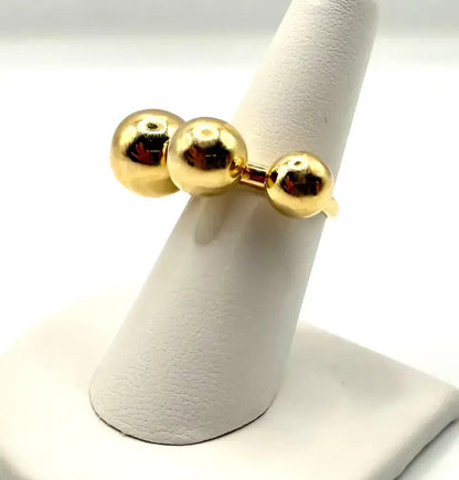 Modernist Triple Sphere Ring in 18K Yellow Gold