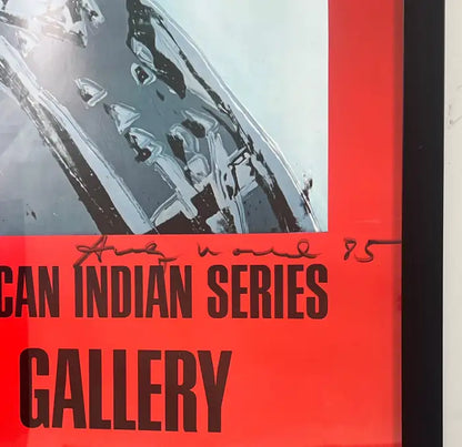 Andy Warhol American Indian Red Poster w/ COA Hand Signed, Framed & Signed 1985 1976