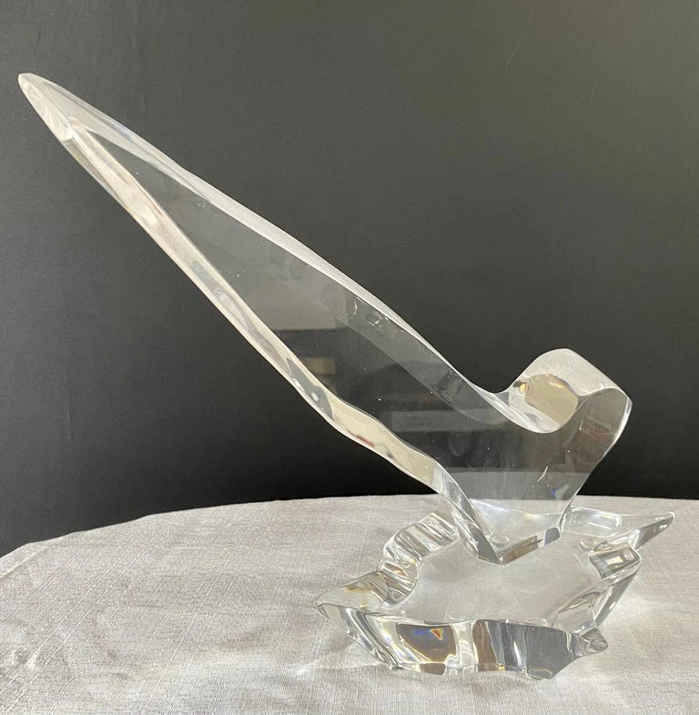 Eric Bauer Modernist Abstract Bird Lucite Sculpture, Signed