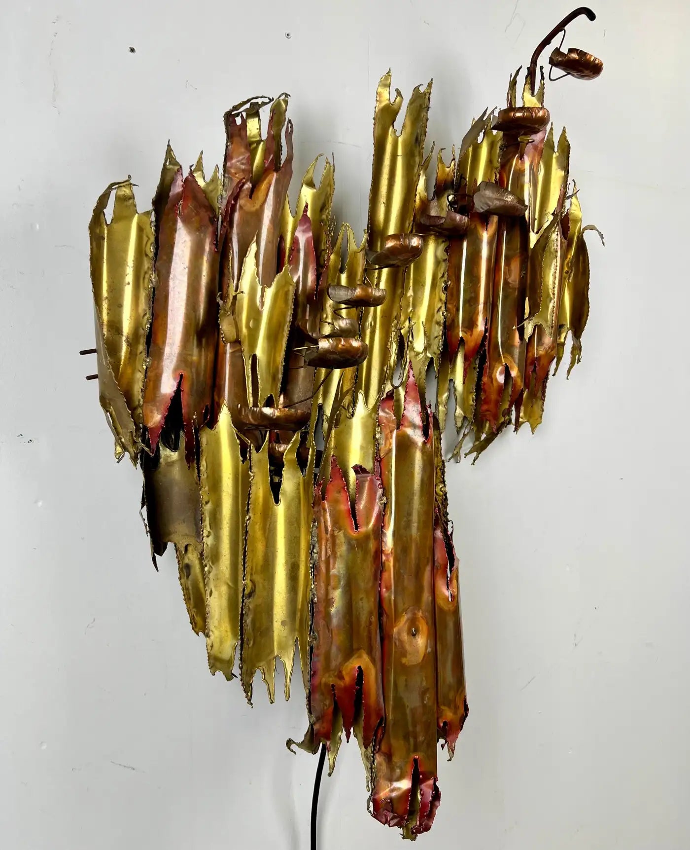 Brutalist Brass & Copper Sculptural Wall Fountain, 1970s After Silas Seandel