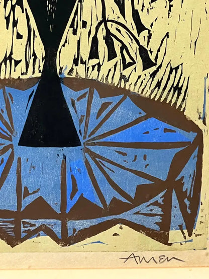 Irving Amen, The Heart is a Garden, Signed & Numbered Color Woodcut Print 1964
