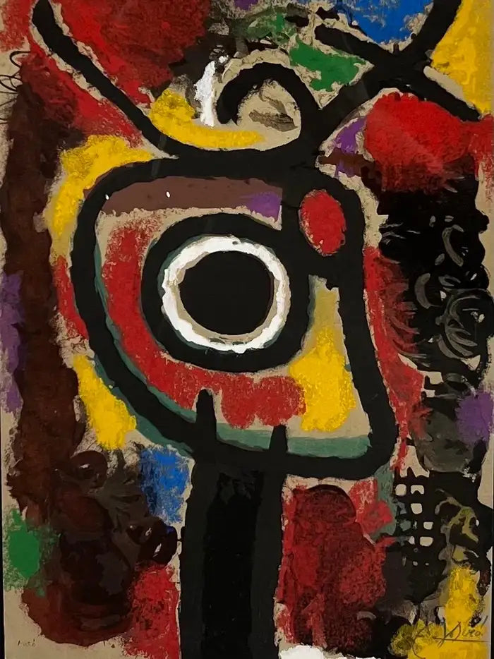 Joan Miro Cartones 25: Personnage et Oiseau Lithograph, Signed & Framed 1965