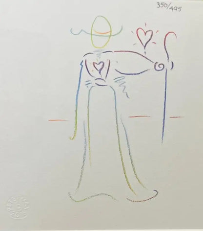 Peter Max Flower Jumper Over Sunrise Etching & Hand-Coloring Signed & Framed 2016