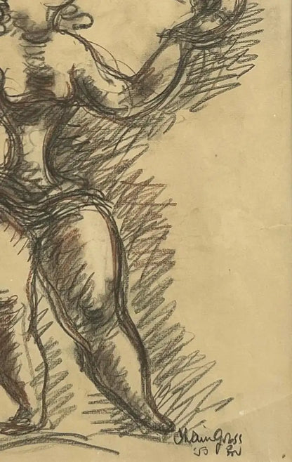 Chain Gross Acrobat with Cat Original Drawing from The Acrobats series, Signed