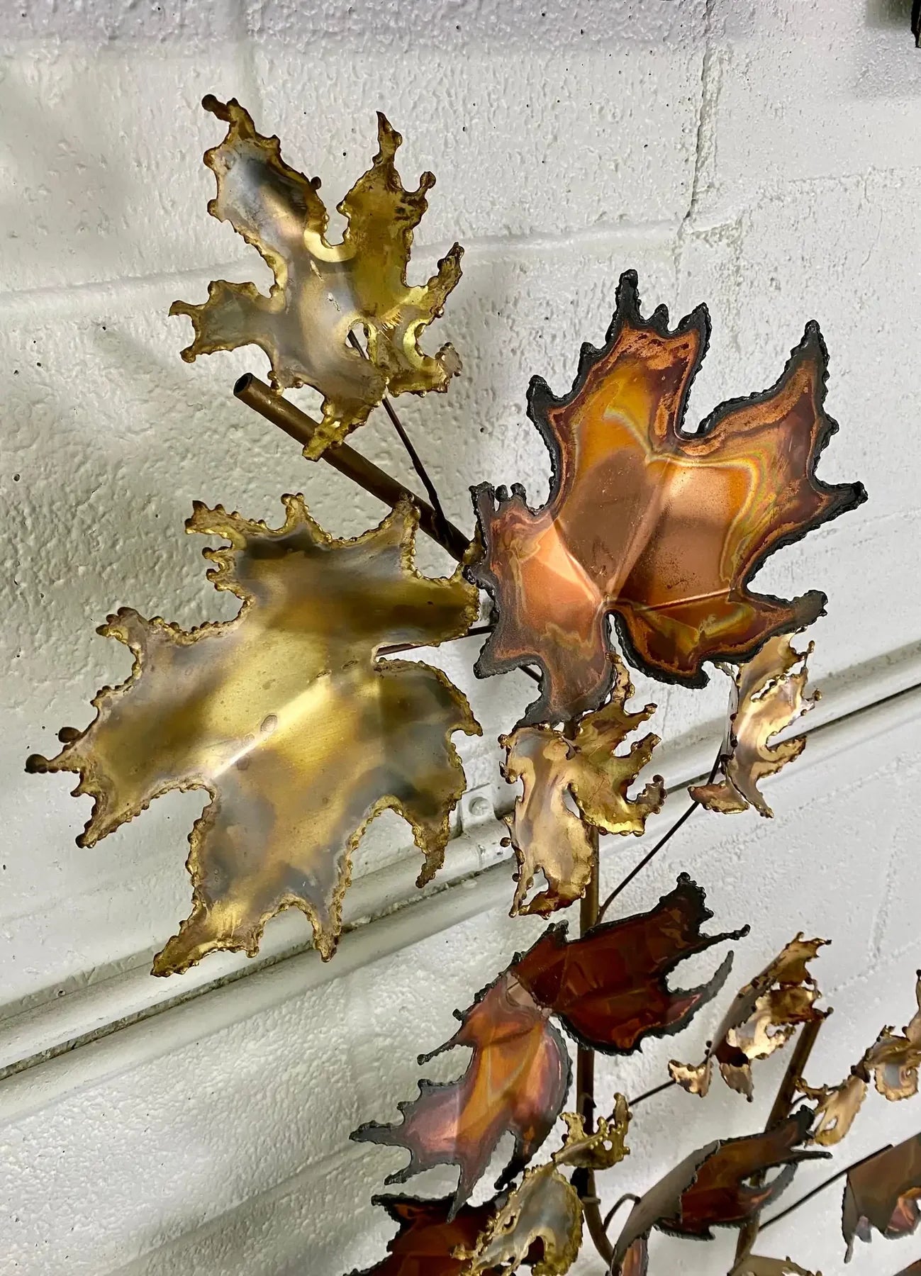 Mid-Century Modern Brutalist Leaf Bronze Wall Sculpture by Curtis Jere