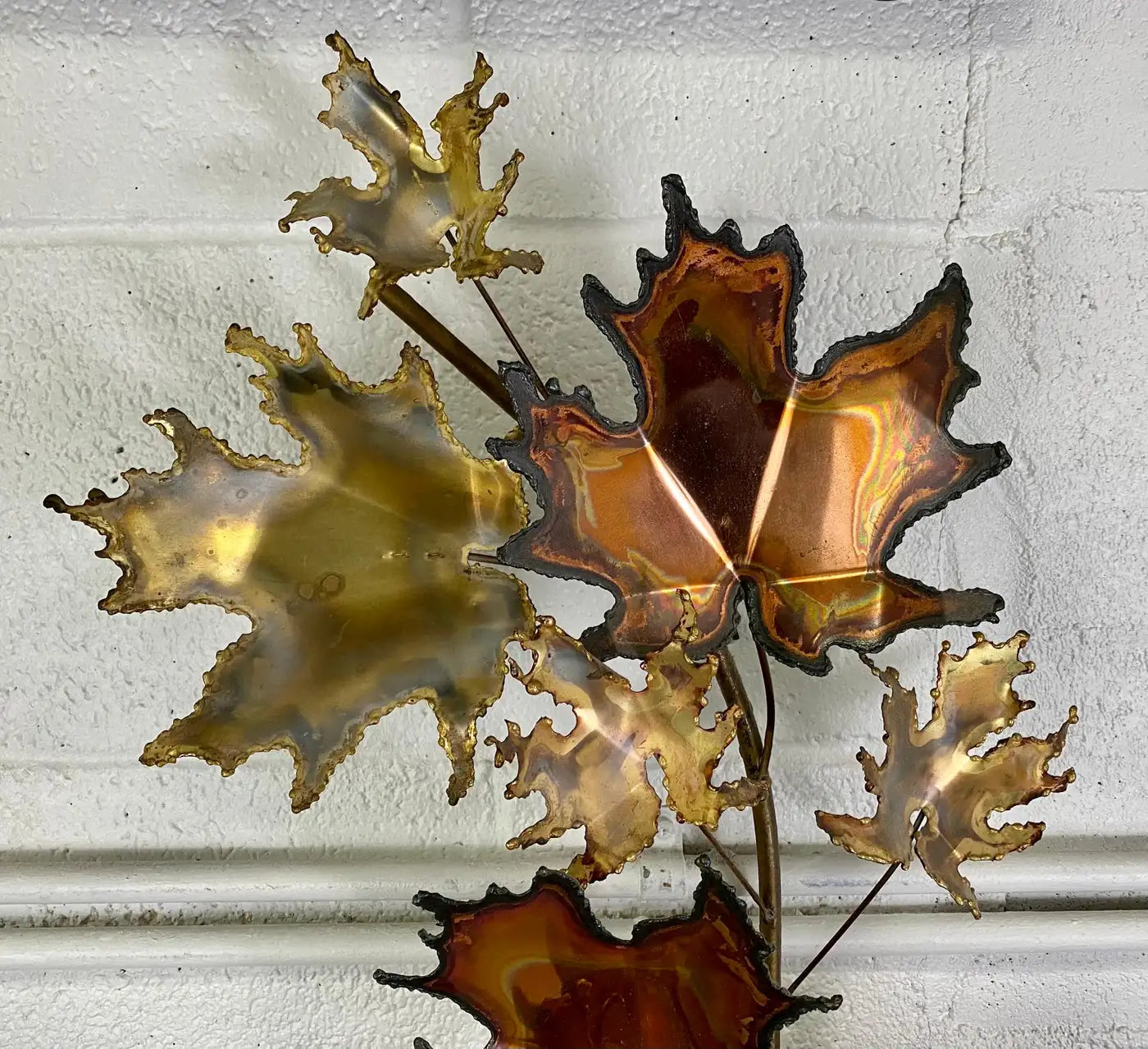 Mid-Century Modern Brutalist Leaf Bronze Wall Sculpture by Curtis Jere