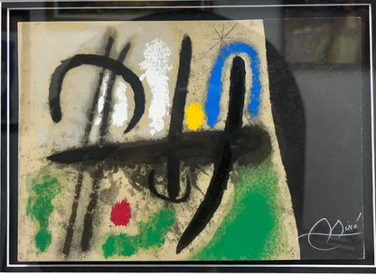 Joan Miro Oiseaux dans un paysage Original Lithograph, Hand Signed & Framed 1965
