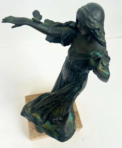Bessie Potter Vonnoh " Butterflies" Dancing Girl Bronze Sculpture Signed